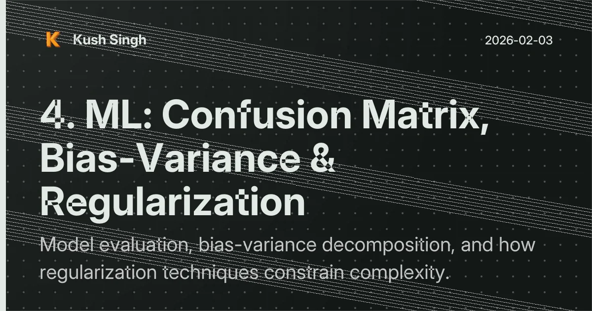 Value Confusion 4. ML: Confusion Matrix, Bias-Variance & Regularization | Kush Singh